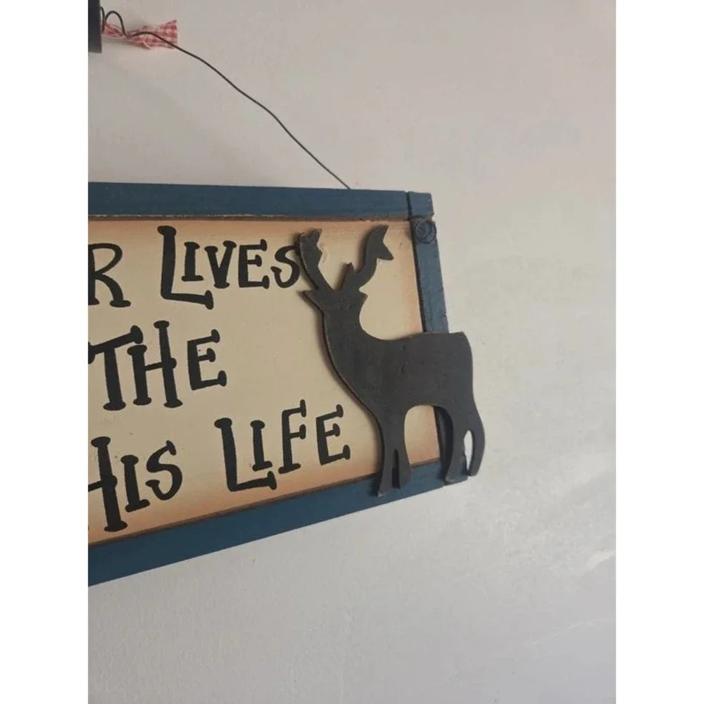 Rustic Wood Hunting Sign A Hunter Lives Here With The Dear Of His Life Deer Art